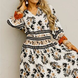 The Cynthia Ruffled Boarder Midi Dress - L